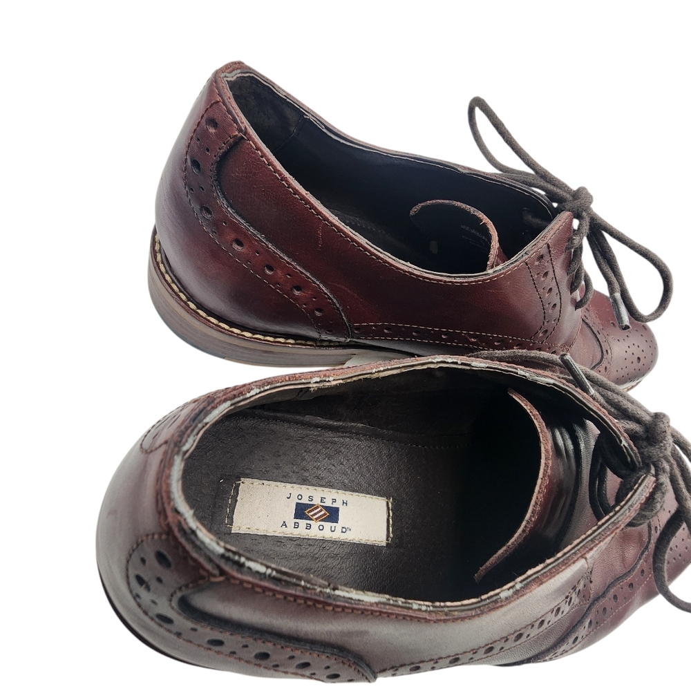 Joseph Abboud Mens‎ Burgandy Wingtip Casual Dress Shoes Size 9 - Picture 5 of 12